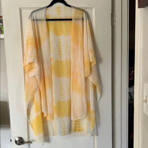 Yellow and White Tie-Dye Swim Beach Kimono